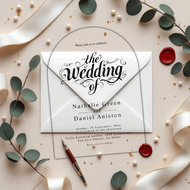 Elegant Calligraphy Script Black and White Wedding Acrylic Invitations (Creator Uploaded)