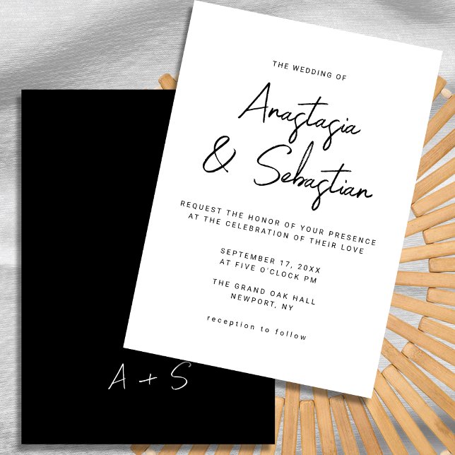 Elegant Calligraphy Script Black & White Wedding Invitation (Elegant Calligraphy Script Black & White Wedding Invitation)