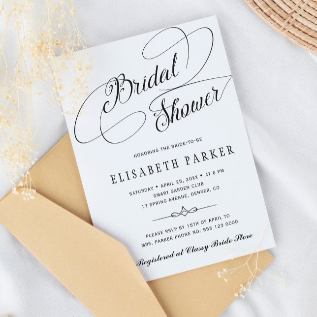 Elegant calligraphy script bridal shower invitation (Creator Uploaded)