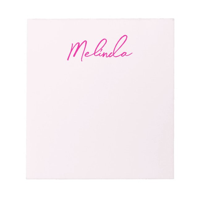 Elegant Calligraphy Script Customisable Pink Notepad (Front)