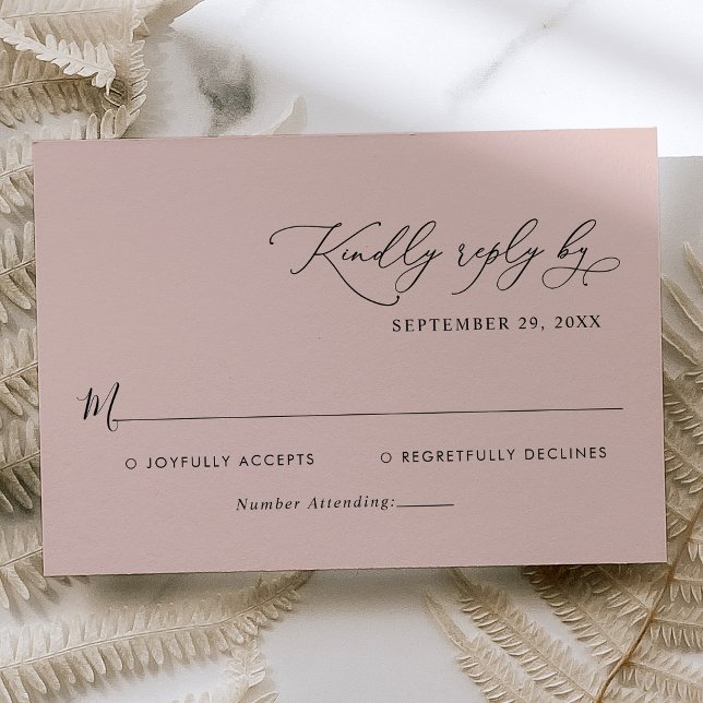 Elegant Calligraphy Script Dusty Rose Wedding RSVP (Creator Uploaded)