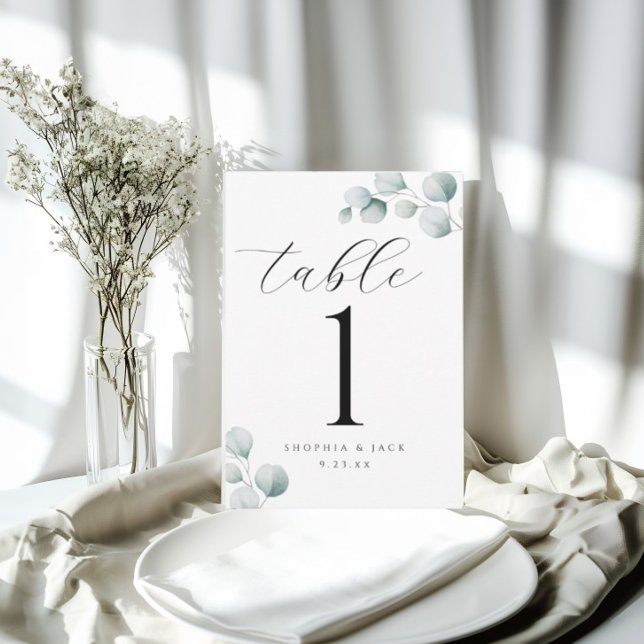 Elegant Calligraphy Script Eucalyptus table number (Creator Uploaded)