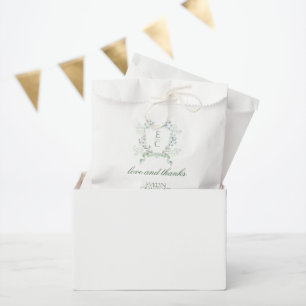 Elegant Calligraphy Script  Floral Crest Wedding Favour Bag