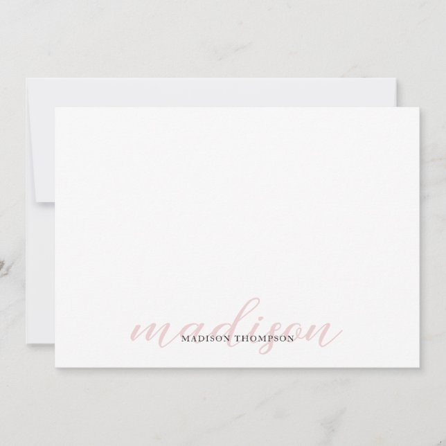 Elegant Calligraphy Script Girly Light Pale Pink Card (Front)