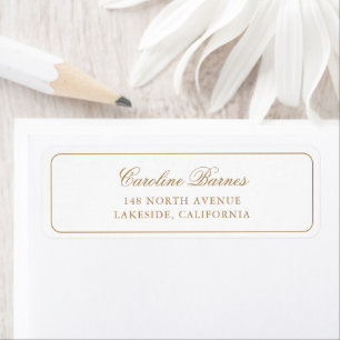 Elegant Calligraphy Script Gold Border Address Return Address Label