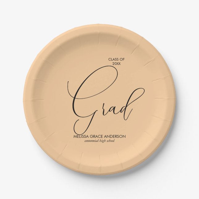 Elegant Calligraphy Script Graduation Paper Plate (Front)