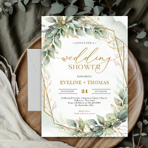 Elegant calligraphy script greenery Wedding Shower Invitation