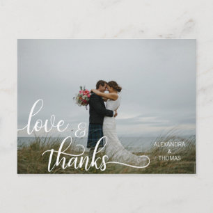 Elegant Calligraphy Script LOVE & THANKS w/ PHOTO Postcard
