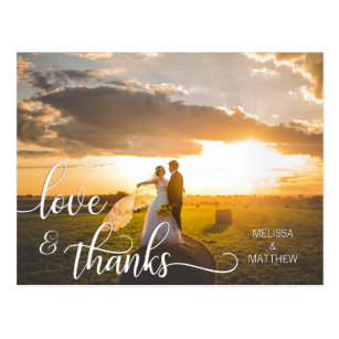 Elegant Calligraphy Script LOVE & THANKS w/ PHOTO Postcard