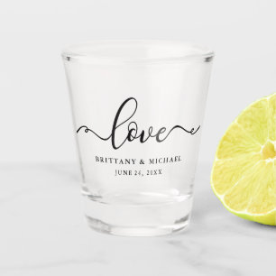 Elegant Calligraphy Script Love Wedding Shot Glass