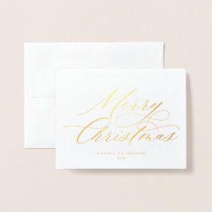 Elegant Calligraphy Script Merry Christmas Foil Card
