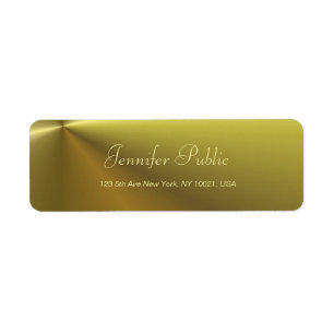Elegant Calligraphy Script Modern Metallic Gold Return Address Label