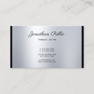 Elegant Calligraphy Script Modern Silver Graceful Business Card