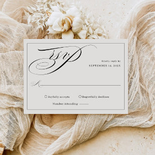 Elegant Calligraphy Script Monogram Wedding RSVP Card