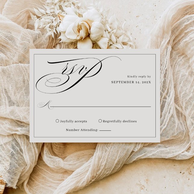 Elegant Calligraphy Script Monogram Wedding RSVP Card (Creator Uploaded)
