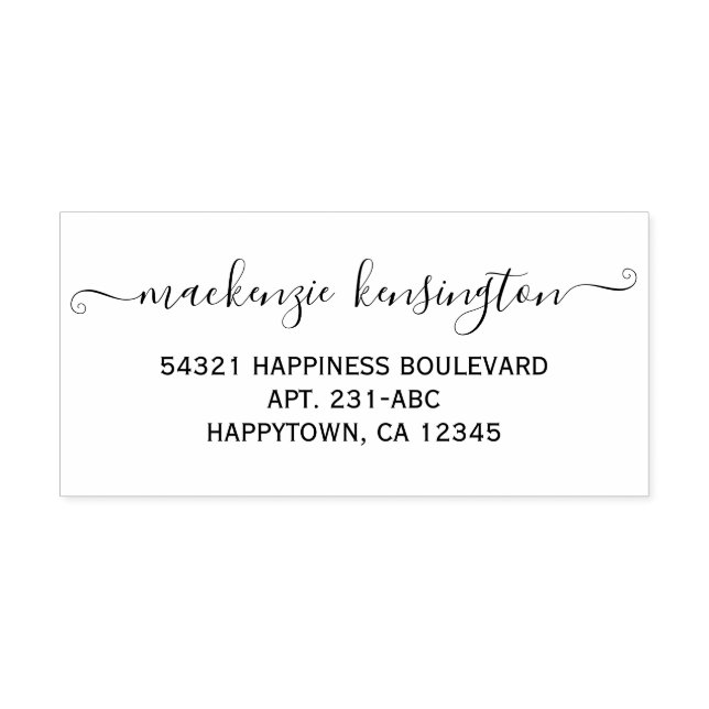 Elegant Calligraphy Script Name Address Rubber Stamp (Imprint)