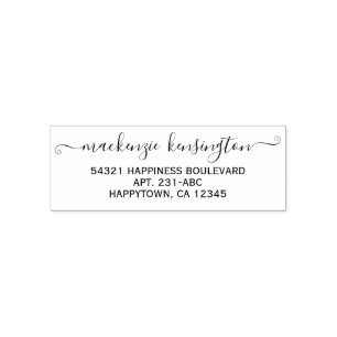Elegant Calligraphy Script Name Address Self-inking Stamp