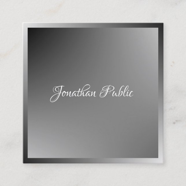 Elegant Calligraphy Script Name Modern Template Square Business Card (Front)