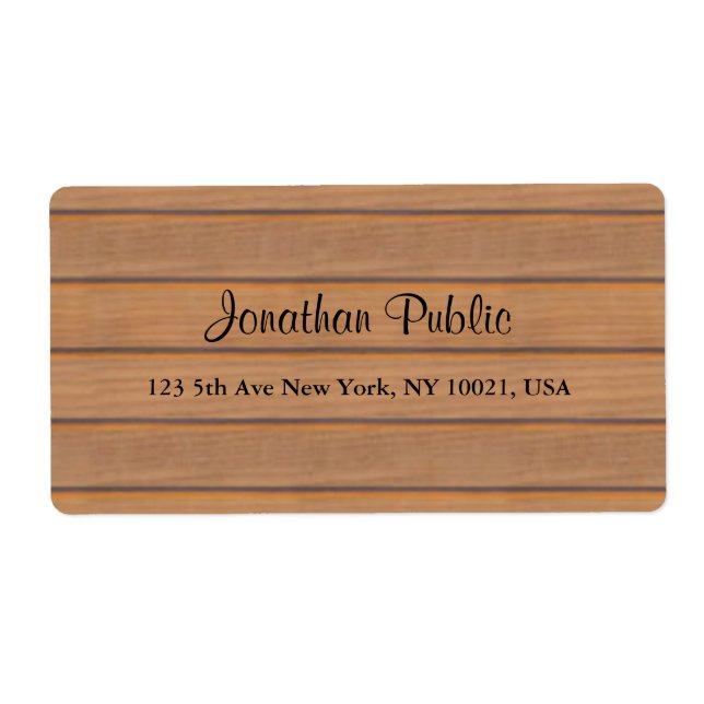 Elegant Calligraphy Script Name Text Wood Shipping (Front)