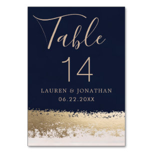 Elegant Calligraphy Script, Navy, Gold Wedding Table Number