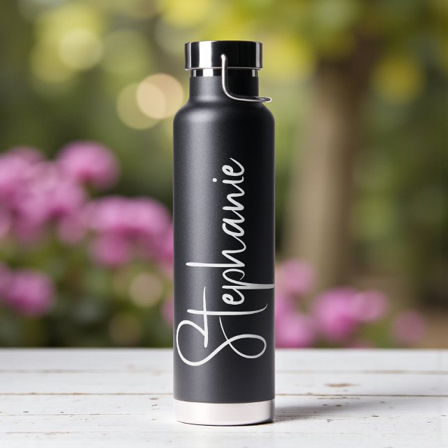 Elegant Calligraphy Script Personalised Name Water Bottle (Creator Uploaded)