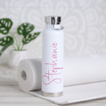 Elegant Calligraphy Script Personalised Name Water Bottle<br><div class="desc">Elegant Calligraphy Script Personalised Name Water Bottle features your custom name in elegant calligraphy script. Perfect as personalised gifts for family and friends for Christmas and birthdays or as favours for weddings and events. Add a personalised touch to custom corporate gifts and more. Designed by ©2025 Evco Studio www.zazzle.com/store/evcostudio</div>