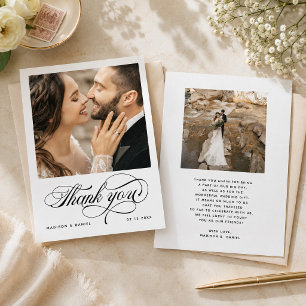 Elegant Calligraphy Script Photo Chic Wedding Thank You Card