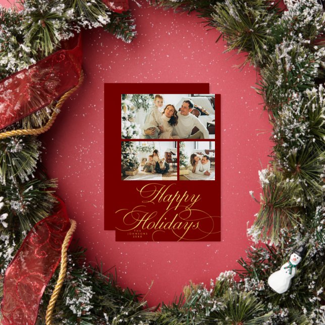 Elegant Calligraphy Script Photo Christmas Card (Insitu)