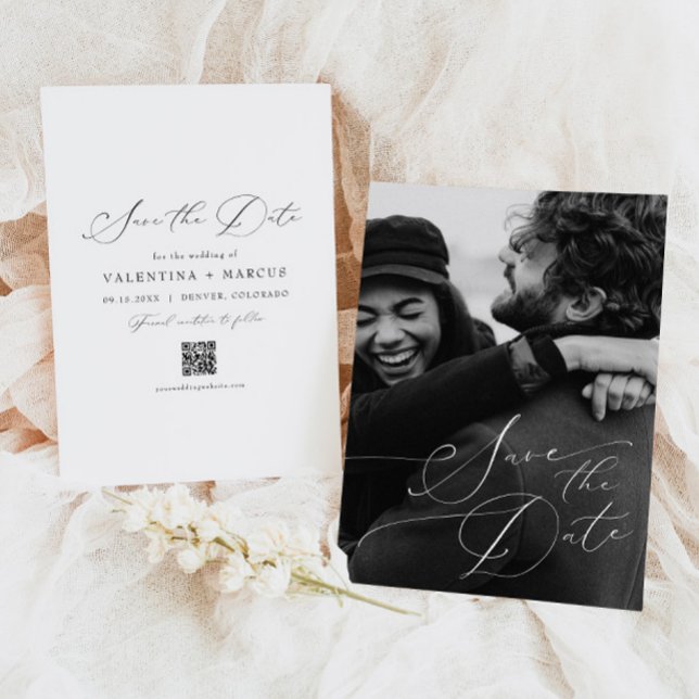 Elegant Calligraphy Script Photo Save the Date Invitation (Creator Uploaded)