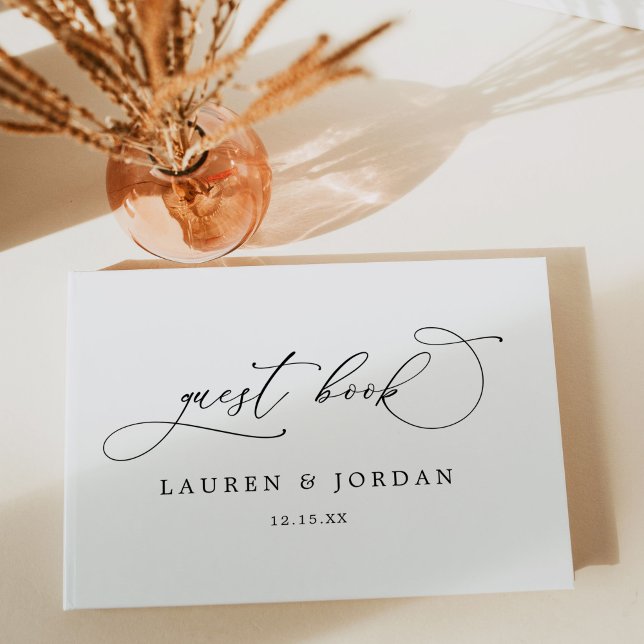 Elegant Calligraphy Script Photo Wedding Guest Book (Creator Uploaded)