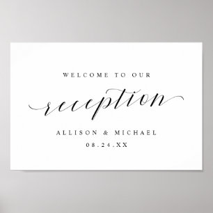 Elegant Calligraphy Script Reception Welcome Sign