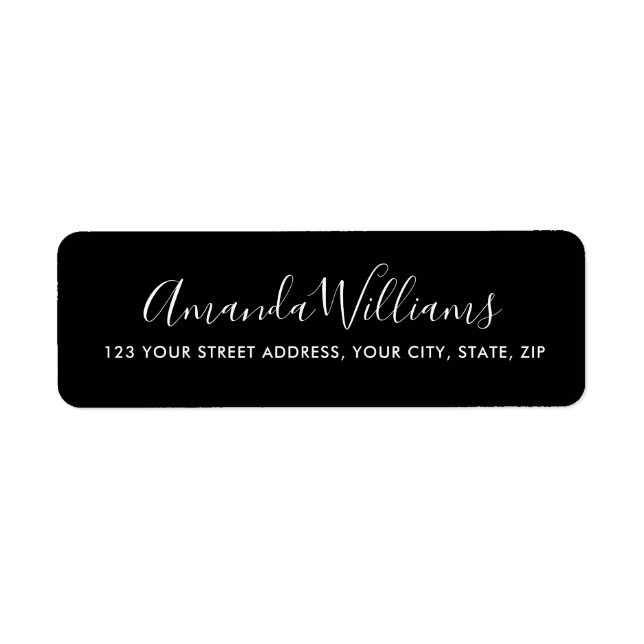 Elegant calligraphy script simple black address return address label (Front)
