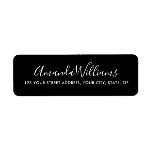 Elegant calligraphy script simple black address return address label