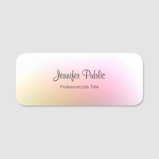 Elegant Calligraphy Script Text Colourful Template Name Tag (Front)