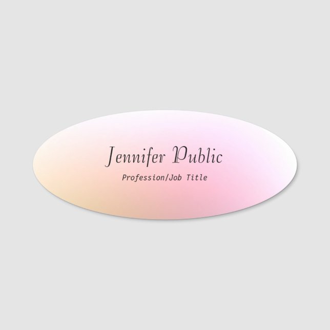 Elegant Calligraphy Script Text Colourful Template Name Tag (Front)