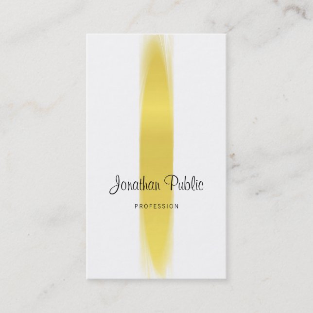 Elegant Calligraphy Script Trendy Gold Plain Luxe Business Card (Front)