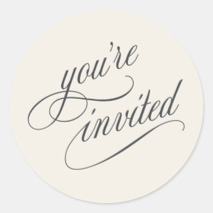 Elegant Calligraphy Script Typography Classic Round Sticker