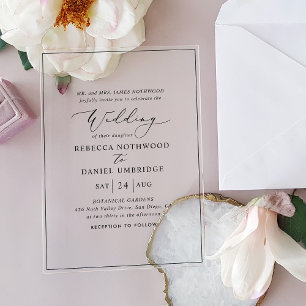 Elegant Calligraphy Script Wedding Acrylic Invitations