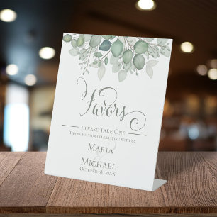 Elegant Calligraphy Script Wedding Favours  Pedestal Sign