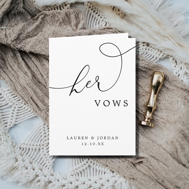 Elegant Calligraphy Script Wedding Her Vows Card (Creator Uploaded)