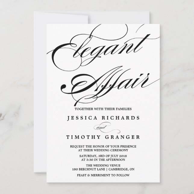 Elegant Calligraphy Script Wedding Invitation II (Front)
