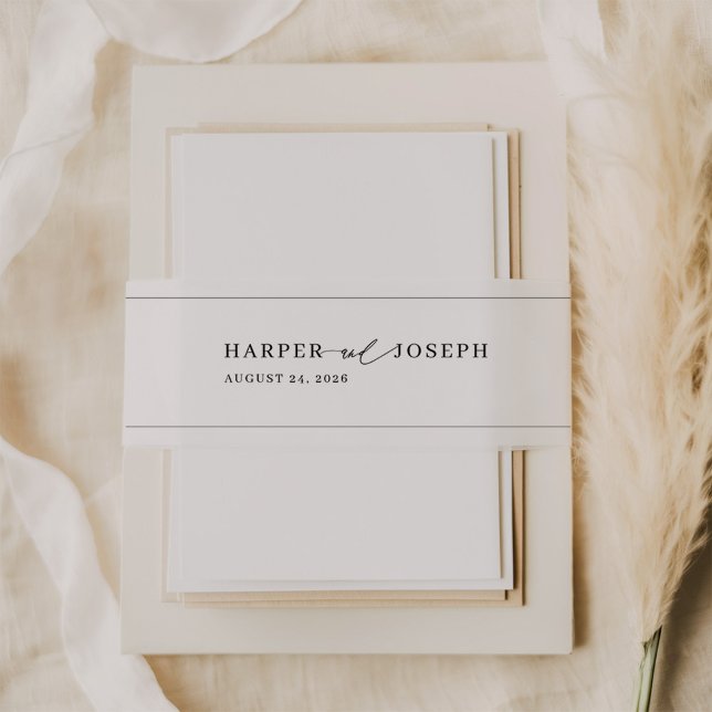 Elegant Calligraphy Script Wedding Invitation Invitation Belly Band (Creator Uploaded)