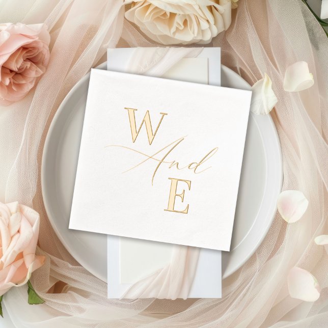 Elegant Calligraphy Script Wedding Monogram Foil Napkins (Creator Uploaded)