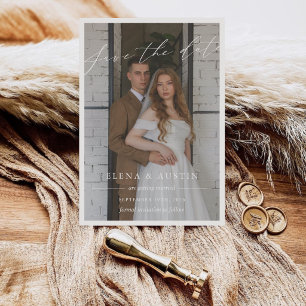 Elegant Calligraphy Script Wedding Photo Save The Date