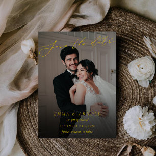 Elegant Calligraphy Script Wedding Photo Save The Date