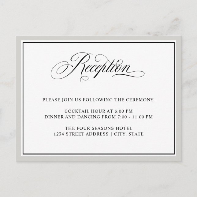 Elegant Calligraphy Script Wedding Reception Postcard (Front)