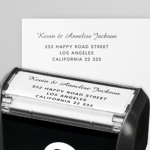 Elegant calligraphy script wedding return address self-inking stamp