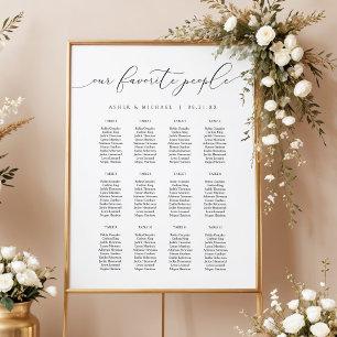 Elegant Calligraphy Script Wedding Seating Poster