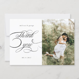 elegant calligraphy script wedding thank you card