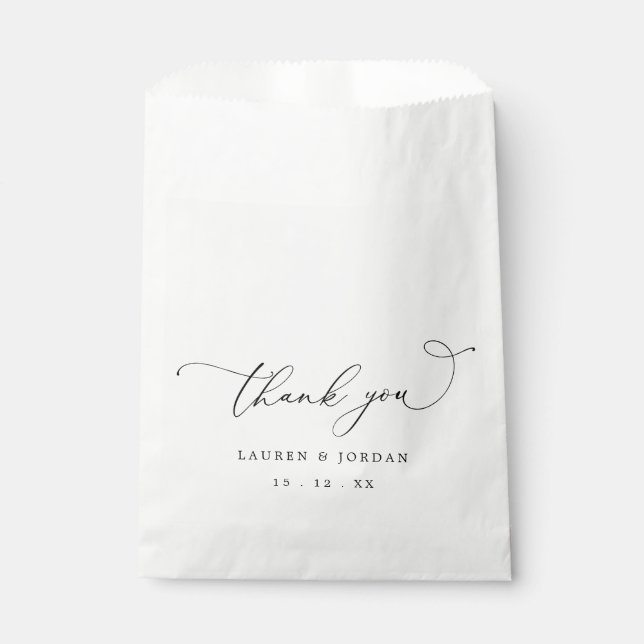 Elegant Calligraphy Script Wedding Thank You  Favour Bag (Front)